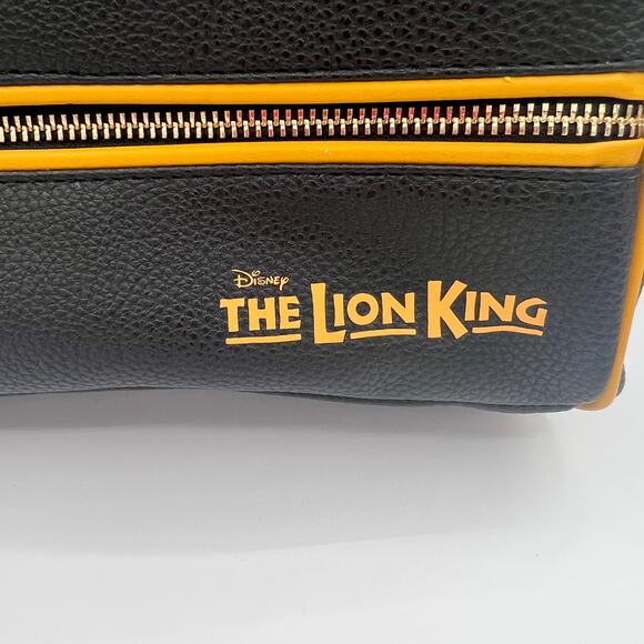 Disney Lion King Backpack Black and Yellow Faux Leather Embossed Lion Face NWT - Picture 2 of 9